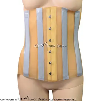 Transparent With Silver Sexy Latex Corsets With Silver Stripes Lacing At Back Rubber Bustiers Top Clothing CY-0009
Transparent With Silver Sexy Latex Corsets With Silver Stripes Lacing At Back Rubber Bustiers Top Clothing CY-0009