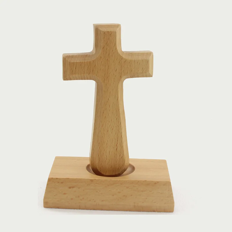 

Beech wood Cross Christian pendant Cross gift home living room craft pendant wholesale