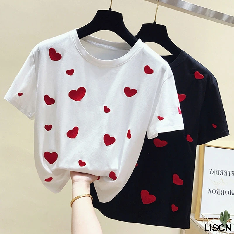 2019 New Summer Kawaii Short Sleeve T-Shirt For Women Casual White Tops Tshirt Women T Shirt Love Heart Print T-Shirt Female
2019 New Summer Kawaii Short Sleeve T-Shirt For Women Casual White Tops Tshirt Women T Shirt Love Heart Print T-Shirt Female