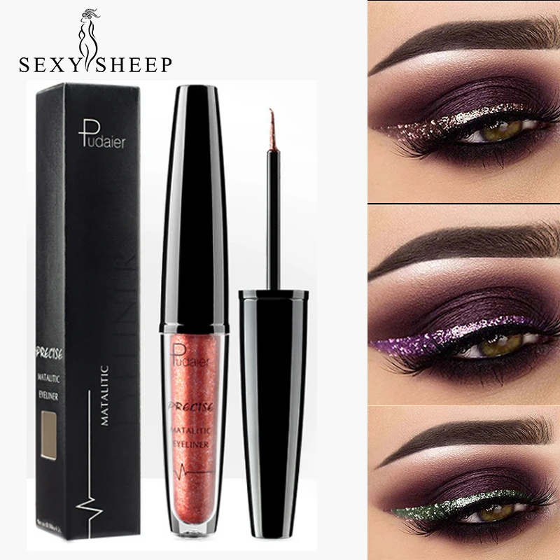 

SEXYSHEEP Professional New Shiny Eye Liners Cosmetics for Women Pigment Silver Rose Gold Color Liquid Glitter Eyeliner