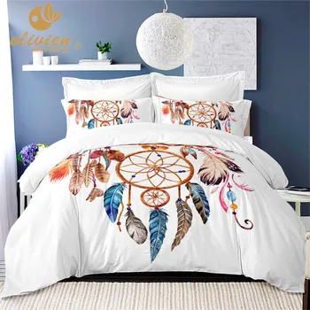 Dream Catcher Bedding Sets Colorful Feather Print Duvet Cover Set Bohemia Style Bed Cover White Bedclothes 3Pcs Quilt Cover
Dream Catcher Bedding Sets Colorful Feather Print Duvet Cover Set Bohemia Style Bed Cover White Bedclothes 3Pcs Quilt Cover