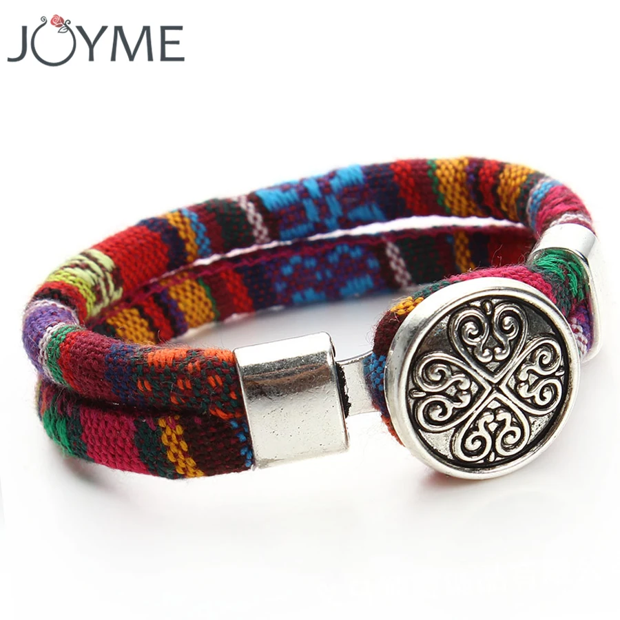 Bohemian Snap Button Bracelet Multicolor Cotton Cords Tibetan Silver Color Ethnic Charm Flower Boho Bracelet Pulseras Mujer
Bohemian Snap Button Bracelet Multicolor Cotton Cords Tibetan Silver Color Ethnic Charm Flower Boho Bracelet Pulseras Mujer
