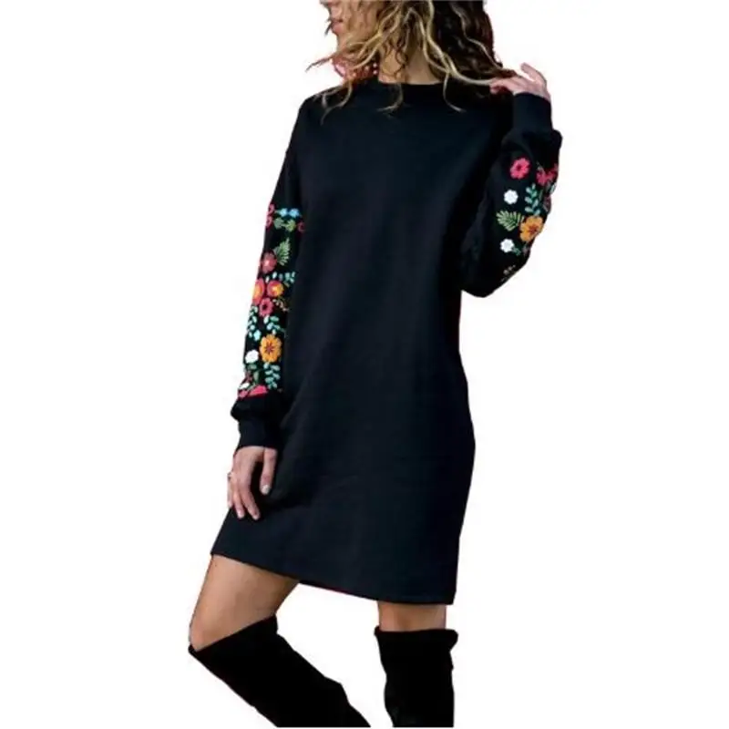 TYJTJY Dresses Women Winter Mini Dress Elegant Floral Print Long Sleeve O-Neck Loose Warm Dress Black Streeetwear vestido 2019
TYJTJY Dresses Women Winter Mini Dress Elegant Floral Print Long Sleeve O-Neck Loose Warm Dress Black Streeetwear vestido 2019