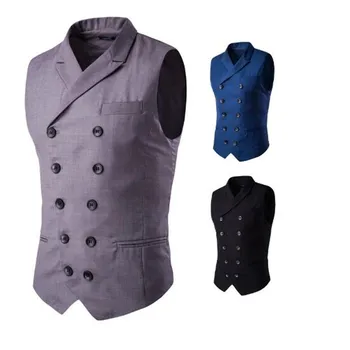 New simple men's vest fashion gentleman double-breasted suit collar men's casual vest
New simple men's vest fashion gentleman double-breasted suit collar men's casual vest