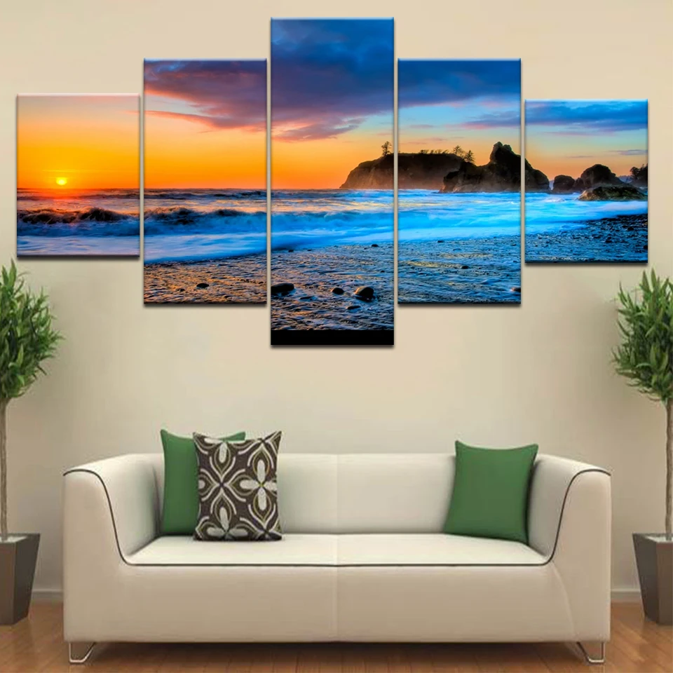 Canvas Painting Living Room Wall Art Framework 5 Piece Sunset Glow Beach Sea Waves Poster HD Prints Seascape Pictures Home Decor
Canvas Painting Living Room Wall Art Framework 5 Piece Sunset Glow Beach Sea Waves Poster HD Prints Seascape Pictures Home Decor