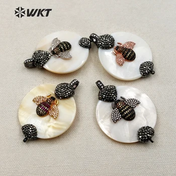 NP337 WKT Round Shape Natural Shell Pendant With Best Rhinestone And CZ Pave Insect Decoration For Jewelry Making Pendant
NP337 WKT Round Shape Natural Shell Pendant With Best Rhinestone And CZ Pave Insect Decoration For Jewelry Making Pendant