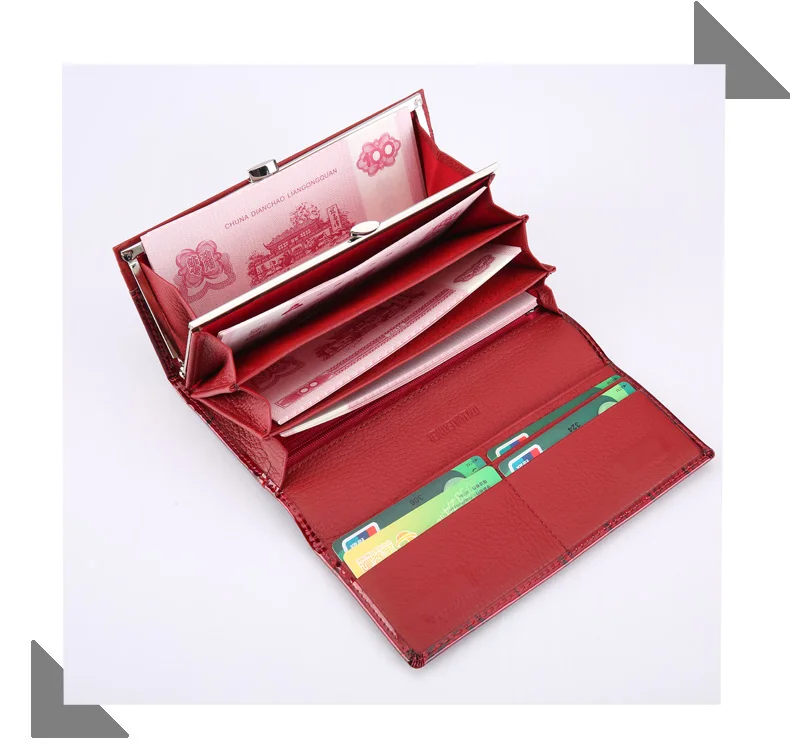VICKAWEB Magnetic Hasp Wallet Women Genuine Leather Wallet Female Fashion Women Wallets Long Womens Wallets and Lady Coin Purses20170614_013623_010