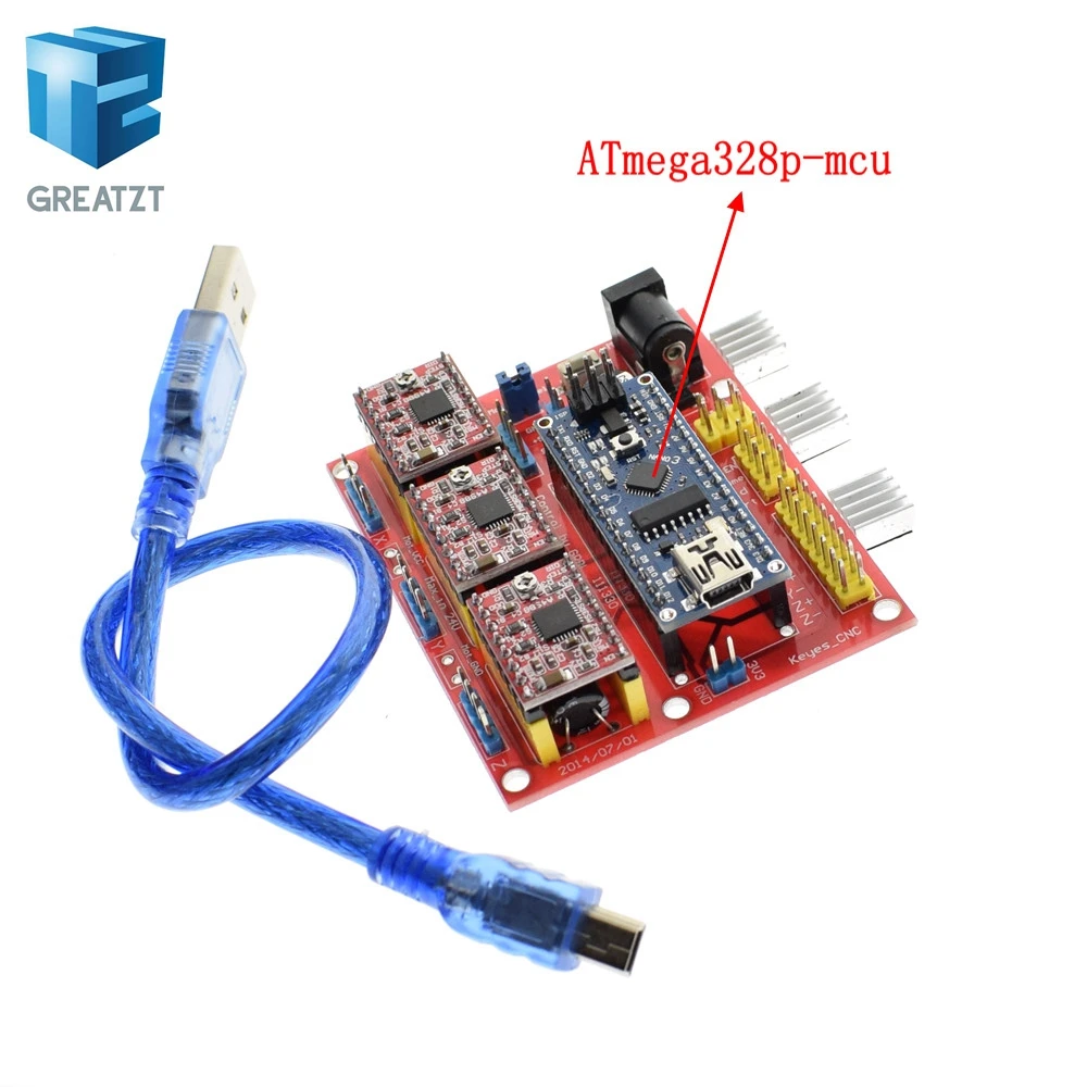 Greatzt 3DV4 щитка CNC V4 + Nano 3 0 шт. A4988 Reprap Шаговые драйверы Набор для Arduino|Интегральные