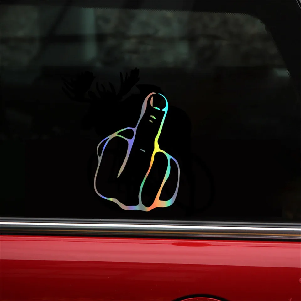 Cunymagos Middle Finger Cartoon Vinyl Car-Styling Car Sticker Car Body Window Wall Decal Vinyl reflective sticker Car Styling 18cm13cm (7)