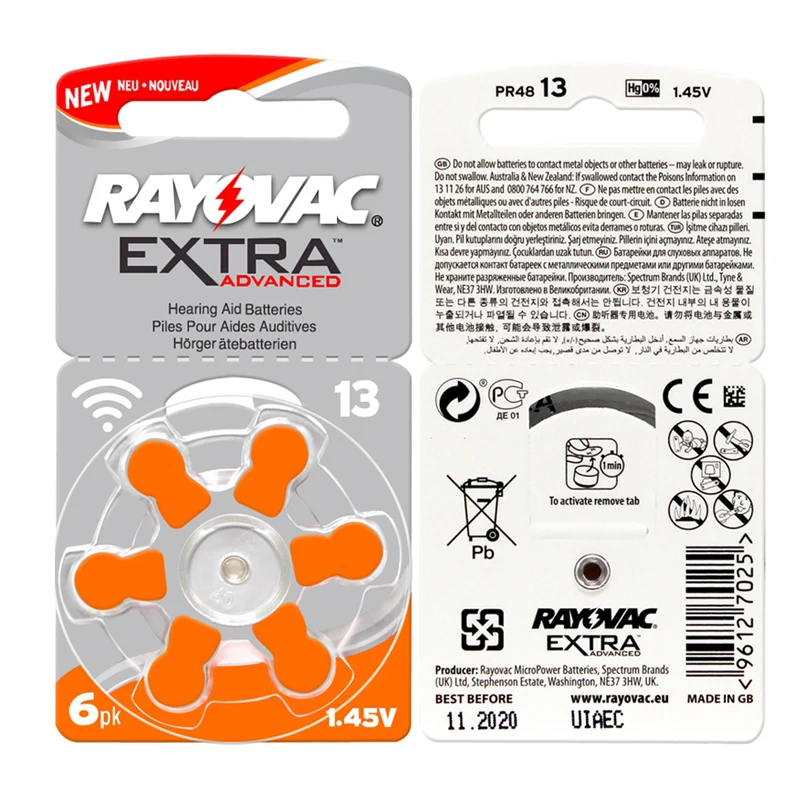 60 PCS RAYOVAC EXTRA Zinc Air Hearing Aid Batteries A13 13A 13 P13 PR48 Hearing Aid Battery A13 Free Shipping For hearing aid
60 PCS RAYOVAC EXTRA Zinc Air Hearing Aid Batteries A13 13A 13 P13 PR48 Hearing Aid Battery A13 Free Shipping For hearing aid
