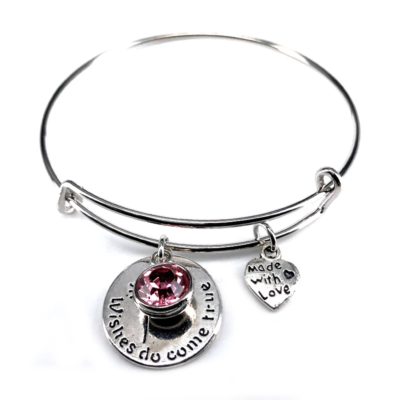 65mm Adjustable Steel Wire Bangle Birthstone Wish Do Come True Love Charm Bracelet Jewelry for Women Girl Gift B18100
65mm Adjustable Steel Wire Bangle Birthstone Wish Do Come True Love Charm Bracelet Jewelry for Women Girl Gift B18100
