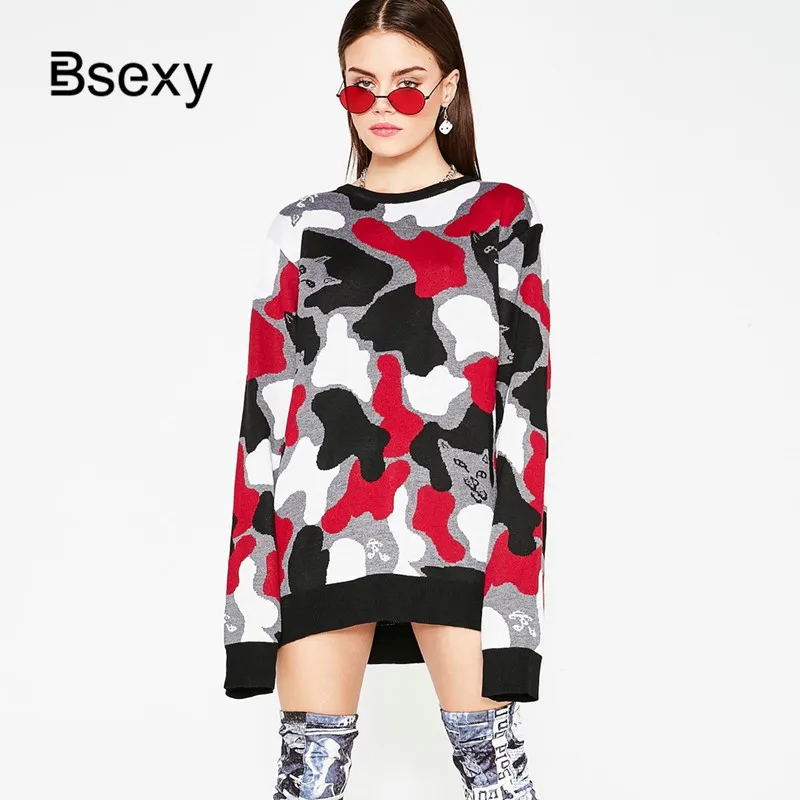 Autumn Oversized Sweater 2019 Fall Fashion Camouflage Pattern Loose Pullover Women Sweater Streetwear Knitted Sweater Jumper
Autumn Oversized Sweater 2019 Fall Fashion Camouflage Pattern Loose Pullover Women Sweater Streetwear Knitted Sweater Jumper