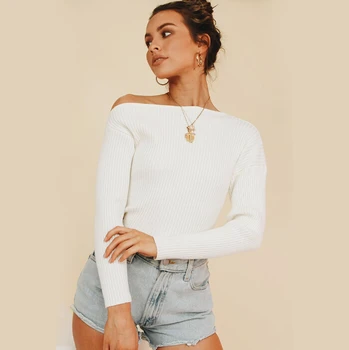 Women Halter Boat Neck Pullover Sweater Sexy Solid Color Long Sleeve Pullover
Women Halter Boat Neck Pullover Sweater Sexy Solid Color Long Sleeve Pullover