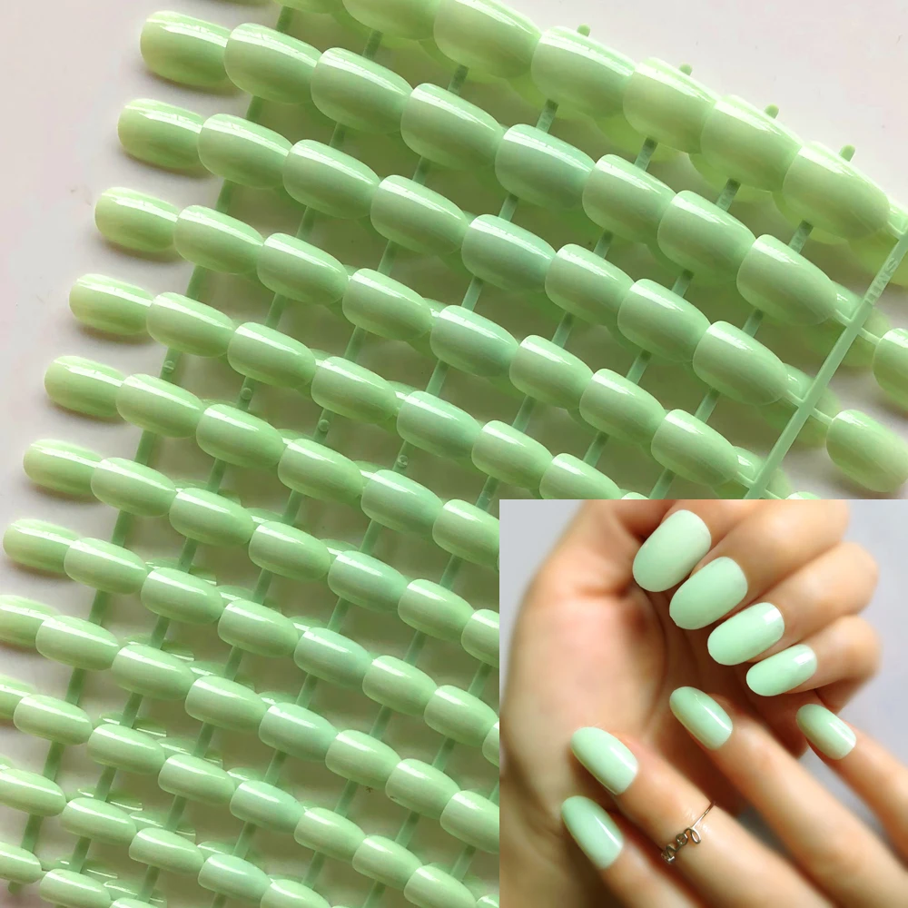 Wholesale Milky green Pure Color Round Natural False Nails Glitter French Fake Nail Round Size Manicure Tips #08
Wholesale Milky green Pure Color Round Natural False Nails Glitter French Fake Nail Round Size Manicure Tips #08