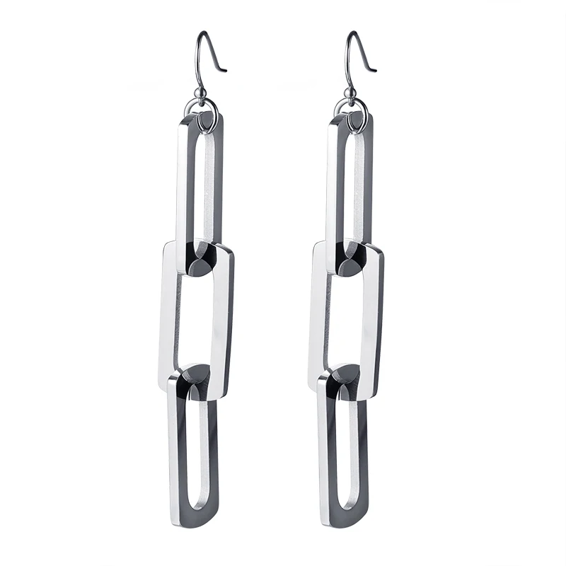 Stylish Silverly Triple Link Chain Earrings for Women's Stainless Steel 3 Drop Link Earings Womans Jewelry Accessories
Stylish Silverly Triple Link Chain Earrings for Women's Stainless Steel 3 Drop Link Earings Womans Jewelry Accessories