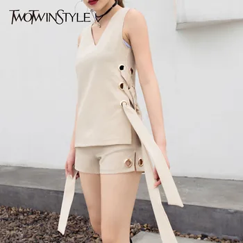 GALCAUR Sleeveless Blouse Tops Shorts Women Two Piece Sets Lace up Vest Tanks Sexy Shorts Suit Female Casual Clothes Summer
GALCAUR Sleeveless Blouse Tops Shorts Women Two Piece Sets Lace up Vest Tanks Sexy Shorts Suit Female Casual Clothes Summer