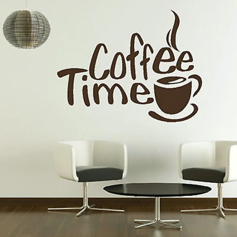 Image Coffee Time Wall Sticker 2016 New Creative adesivo de parede Home Decor Window Door Store Glass Stick Art Pic