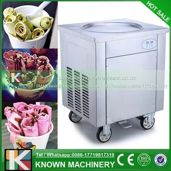 Single round pan Fried Ice Cream Roll Machine, Fried Ice Cream Machine Thailand Rolled Fried Ice Cream Machine