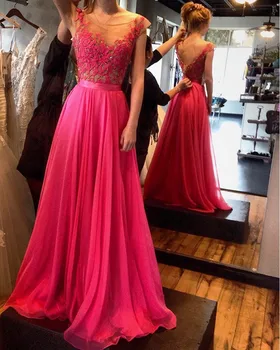 Chiffon Long Prom Dresses With Lace Appliques Sleeveless See Through formal dress 2018 evening dresses
Chiffon Long Prom Dresses With Lace Appliques Sleeveless See Through formal dress 2018 evening dresses