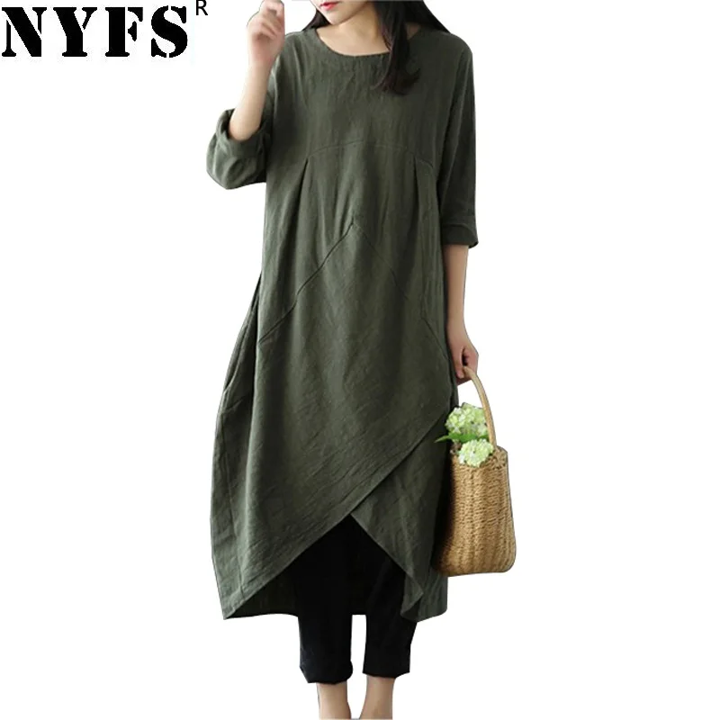 NYFS 2019 New Spring Autumn Women Dress Long sleeve Loose Vintage Solid Long Dress Vestidos Robe
NYFS 2019 New Spring Autumn Women Dress Long sleeve Loose Vintage Solid Long Dress Vestidos Robe