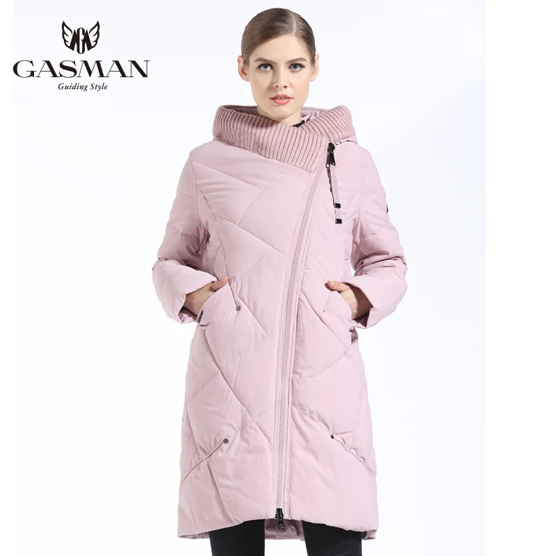 GASMAN 2019 Пуховик Женский Женская Парка Средней Длинны с Капюшоном Зимнее Пальто и
