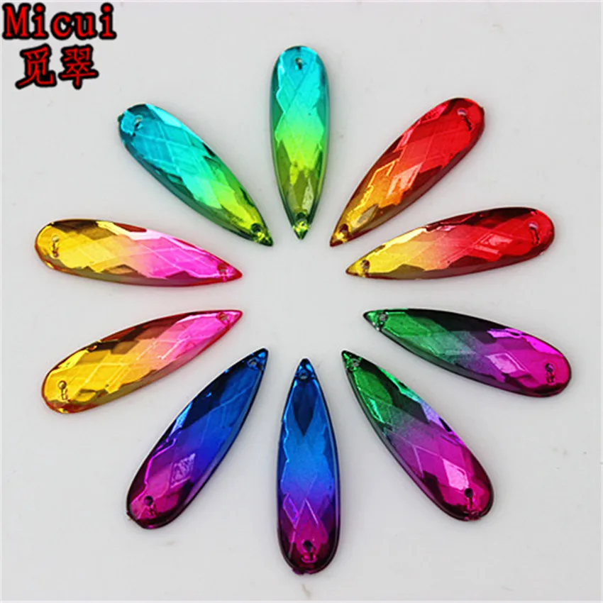 Micui 50pcs 8*28mm Double color Acrylic Rhinestone crystal Drop shape sew on rsilver base flatback Rhinestone with 2 holes ZZ119
Micui 50pcs 8*28mm Double color Acrylic Rhinestone crystal Drop shape sew on rsilver base flatback Rhinestone with 2 holes ZZ119