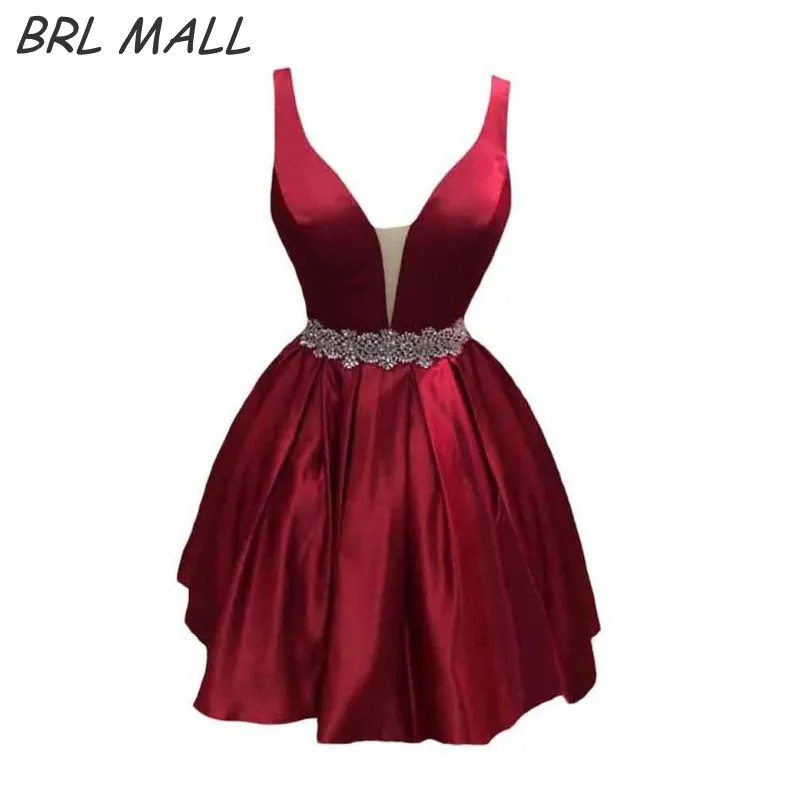 Hot Sale Short Burgundy Homecoming Dress Beaded Crystal Sexy v neck Backless Graduation Dress Satin Short Prom Dresses
Hot Sale Short Burgundy Homecoming Dress Beaded Crystal Sexy v neck Backless Graduation Dress Satin Short Prom Dresses