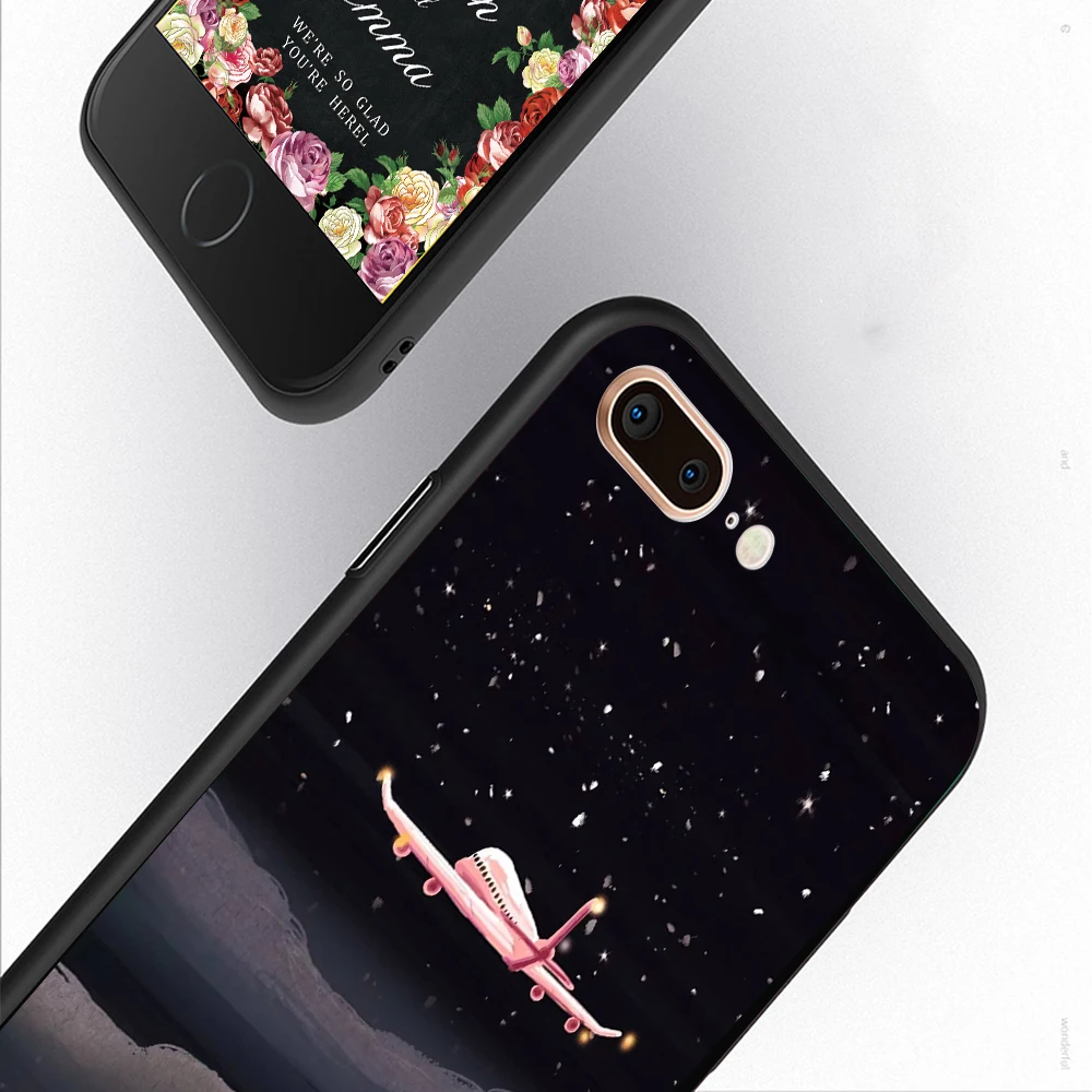 Black TPU Matte Case For iPhone XS Max XR 7 6 S 6S 8 Plus X 10 Thin Silicone Phone Cases Cat Pet Planet Painting Patterned Cover