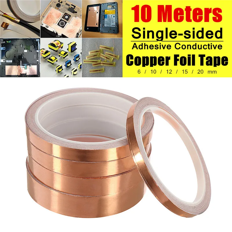10M 6/10/12/15/20mm EMI Shield Eliminate EMI Anti-static Tape Single-sided Adhesive Conductive Copper Foil Tape Guitar Pickup
10M 6/10/12/15/20mm EMI Shield Eliminate EMI Anti-static Tape Single-sided Adhesive Conductive Copper Foil Tape Guitar Pickup