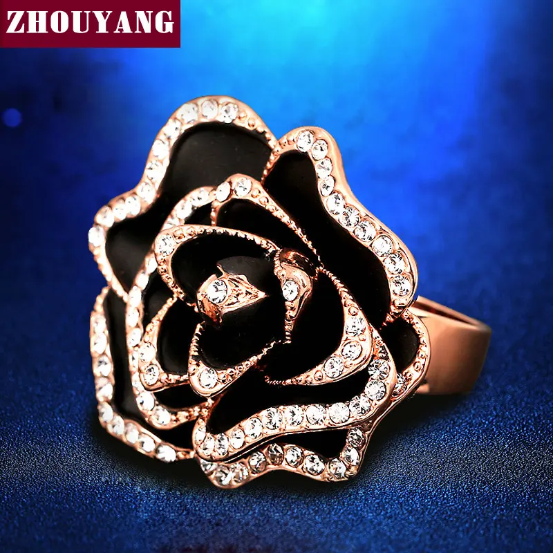 Black Rosa Rose Gold Color Austrian Crystals Ring For Wowen Wedding Party Full Sizes Top Quality Wholesale ZYR329
Black Rosa Rose Gold Color Austrian Crystals Ring For Wowen Wedding Party Full Sizes Top Quality Wholesale ZYR329