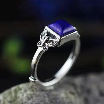 Real 925 Sterling Silver Natural Lapis Lazuli Rings For Women Square Shaped Resizable Vintage Butterfly Rings Fine Jewelry
Real 925 Sterling Silver Natural Lapis Lazuli Rings For Women Square Shaped Resizable Vintage Butterfly Rings Fine Jewelry