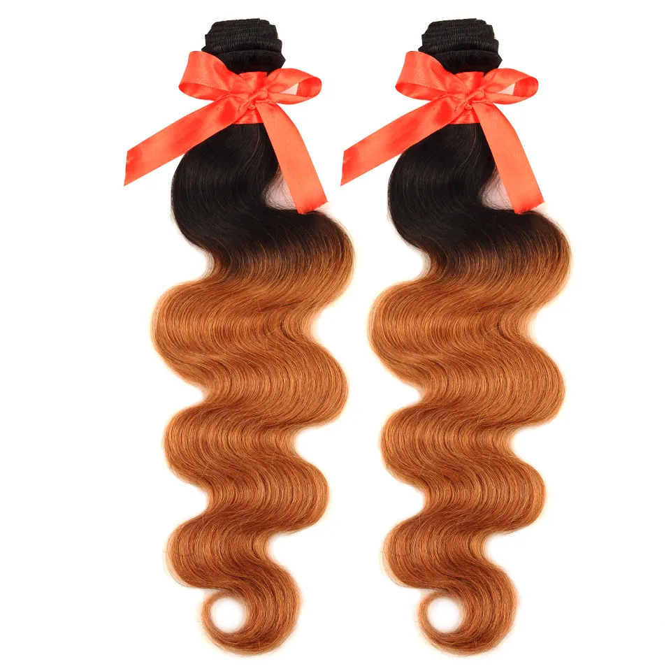Pinshair Brazilian Ombre Human Hair Bundles With Closure 1B 30 Body Wave 3 Bundles Hair Weave With Middle Part Closure Non Remy (53)