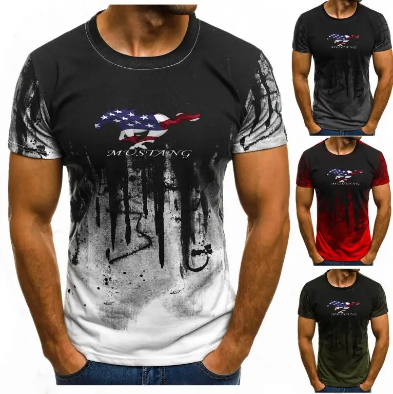 U.S. flag Mustang Print Gradient color T Shirt Men Breathable Mens Short Sleeve Fitness Mens tshirt Gyms Tee Tight Casual Top
U.S. flag Mustang Print Gradient color T Shirt Men Breathable Mens Short Sleeve Fitness Mens tshirt Gyms Tee Tight Casual Top