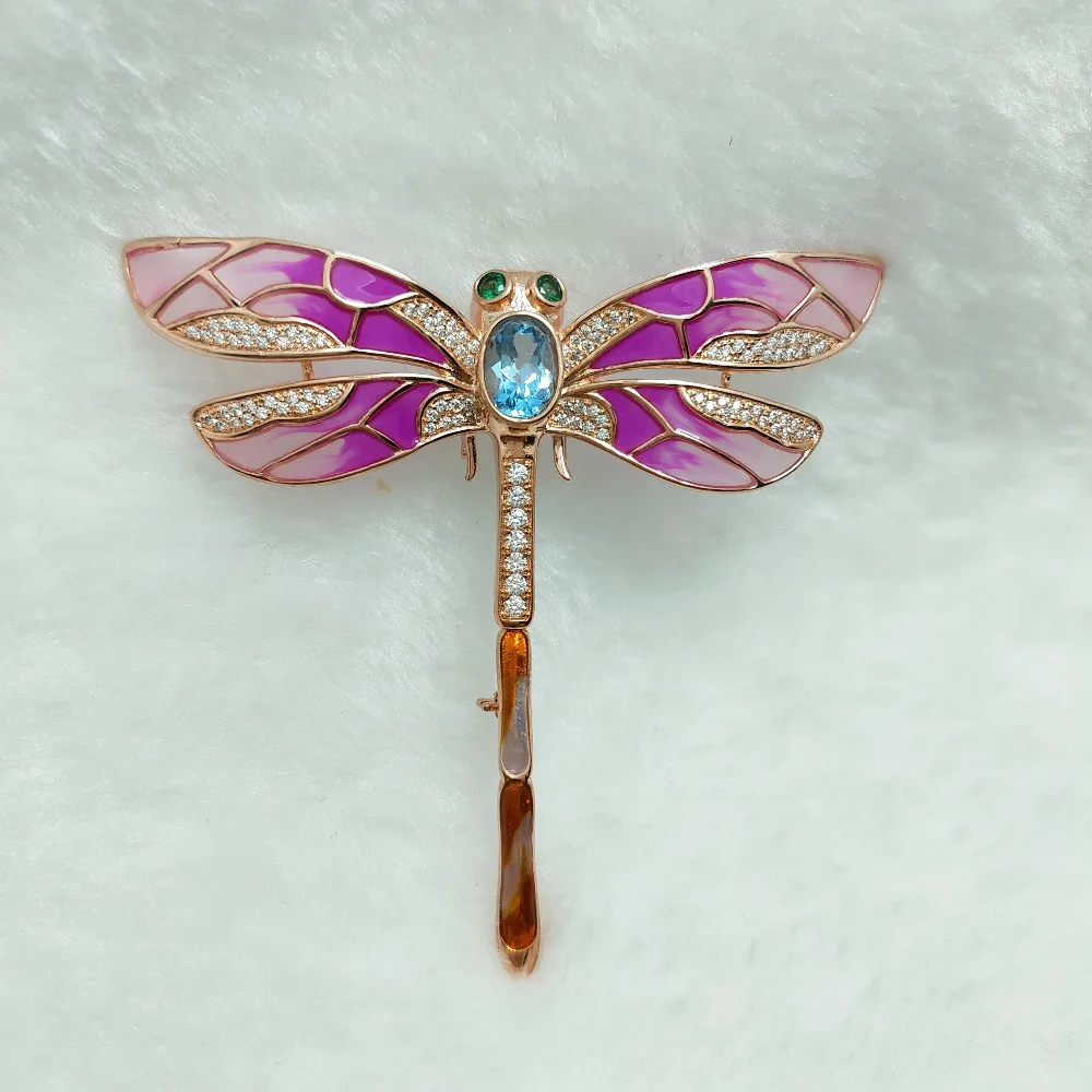 FLZB , Big Brooches Amimal Design Pink Dragonfly with Natural Blue Topaz Gemstone in 925 Sterling Silver Elegant Jewelry gfit
FLZB , Big Brooches Amimal Design Pink Dragonfly with Natural Blue Topaz Gemstone in 925 Sterling Silver Elegant Jewelry gfit