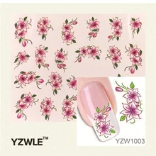 WUF 1 Vel Bloeiende Bloem Nail Art Water Sticker Nails Beauty Wraps Folie Polish Decals Tijdelijke Tattoos Watermark(China)