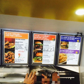 5PCS Acrylic Frame LED Illuminated Menu Panel A2 Wall Mount Fast Food Store Crystal Frame LED Menu Display Signs For Restaurant
5PCS Acrylic Frame LED Illuminated Menu Panel A2 Wall Mount Fast Food Store Crystal Frame LED Menu Display Signs For Restaurant