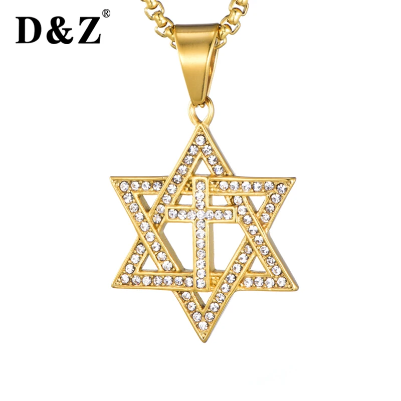 D&Z Bling Iced Out Star of David Necklaces & Pendants Gold Color Cross Crucifix Kolye For Men Hip Hop Jewelry
D&Z Bling Iced Out Star of David Necklaces & Pendants Gold Color Cross Crucifix Kolye For Men Hip Hop Jewelry
