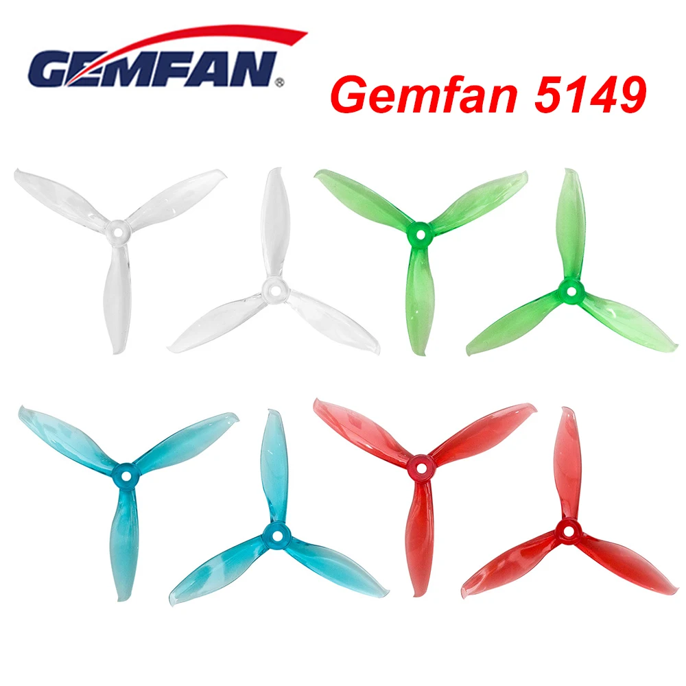 

12 pairs Gemfan Flash 5149 5 inch tri-blade 3 blade cw ccw plastic propeller compatible T-motor for FPV RC Racing Drone