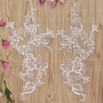 30pairs/lot 34*15cm off white cord embroidery applique patch wedding dress/high-end dress decoration accessories
30pairs/lot 34*15cm off white cord embroidery applique patch wedding dress/high-end dress decoration accessories