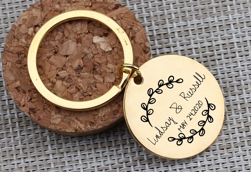 couple love anniversary key chain hand stamped