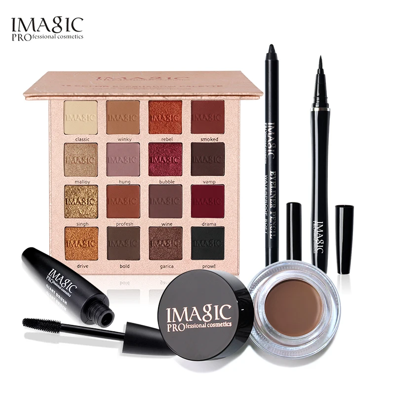 IMAGIC 5PCS/SET Shimmer Matte 16 Colors Eyeshadow Palette Black Color Mascara Liquid Eyeliner Pencil with Eyebrow Kit
IMAGIC 5PCS/SET Shimmer Matte 16 Colors Eyeshadow Palette Black Color Mascara Liquid Eyeliner Pencil with Eyebrow Kit