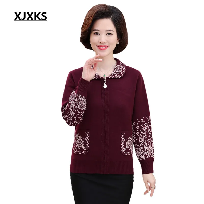 XJXKS Turn-down Collar Cardigan Women Crochet Fashion Zipper Outerwear Knitwear Print Female Sweater With Pockets 7809
XJXKS Turn-down Collar Cardigan Women Crochet Fashion Zipper Outerwear Knitwear Print Female Sweater With Pockets 7809