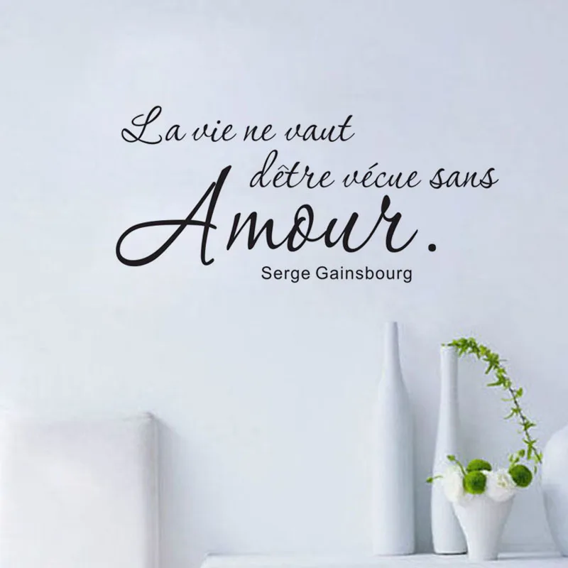 

Romantic French Sayings Wall Sticker Wall Decal Art Vinyl Removable English Text Quote Home Decor Living Room