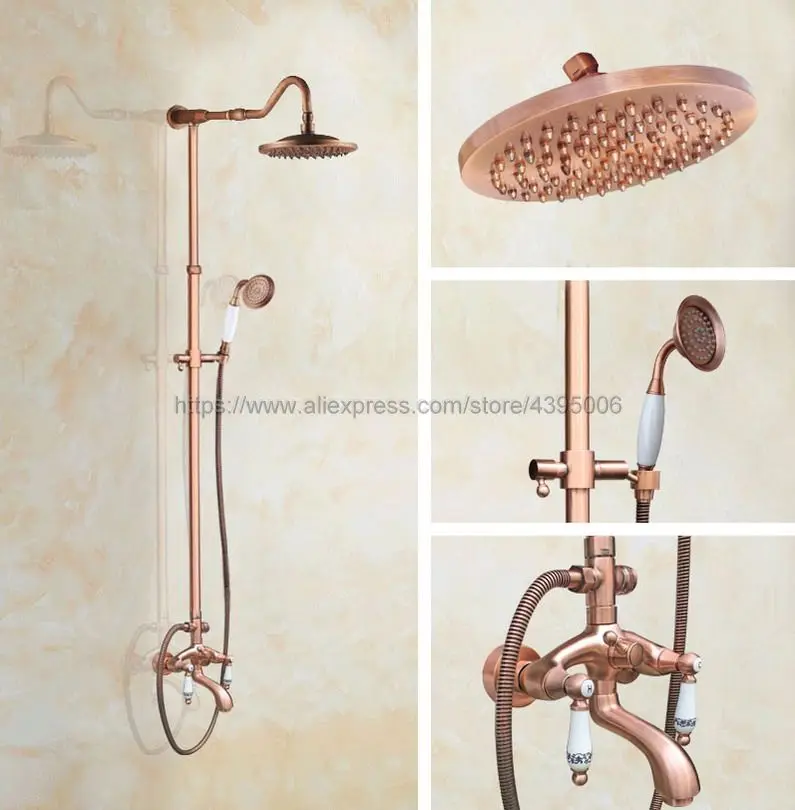 Antique Red Copper Wall Mounted 8" Rainfall Shower Set Faucet with Hand Shower Bath Tub Tap Hot and Cold Taps Brg634
Antique Red Copper Wall Mounted 8" Rainfall Shower Set Faucet with Hand Shower Bath Tub Tap Hot and Cold Taps Brg634