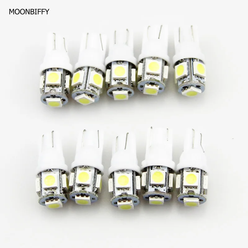 MOONBIFFY 10Pcs/lot T10 5050 5SMD LED White Light Car Side Wedge Tail Light Lamp Bright
MOONBIFFY 10Pcs/lot T10 5050 5SMD LED White Light Car Side Wedge Tail Light Lamp Bright