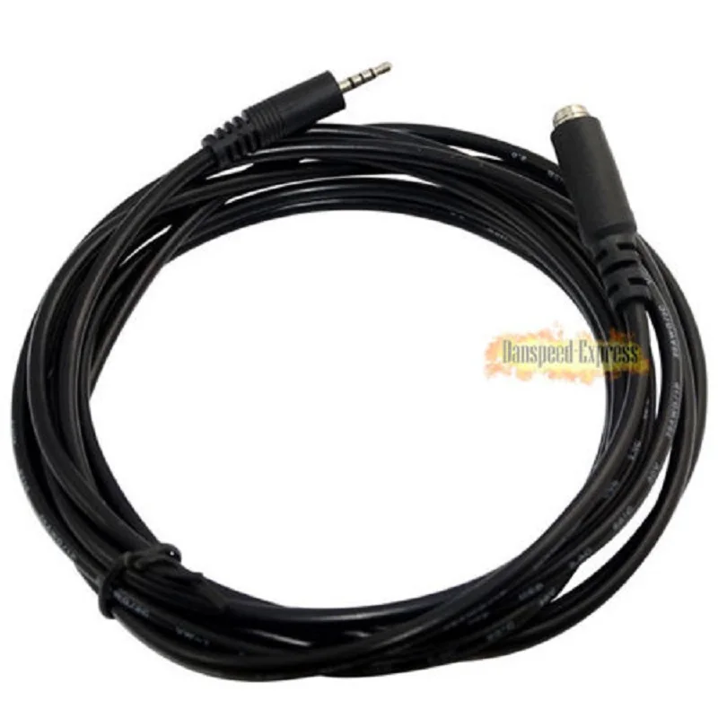 Black 10ft 2.5mm Male Plug to Female 4Pole 3 Ring Extension Audio Aux Cable Cord