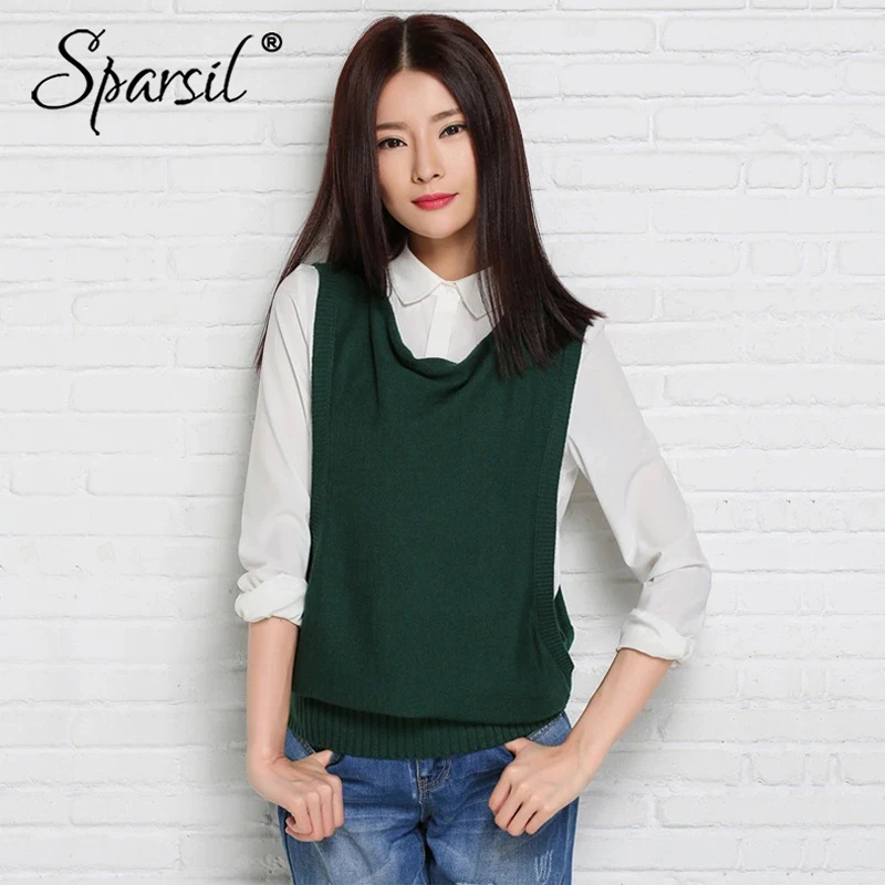 Sparsil Women Autumn Wool Knitted Vest Sweater Sleeveless Ruffled Collar Loose Top Soft Solid Fashion Knitwear Pullover for Lady
Sparsil Women Autumn Wool Knitted Vest Sweater Sleeveless Ruffled Collar Loose Top Soft Solid Fashion Knitwear Pullover for Lady