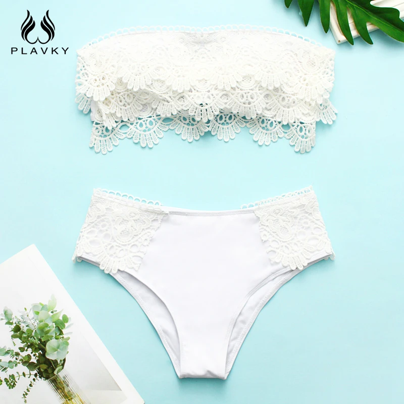 PLAVKY Sexy Lace Panel Bikini Set Bandeau Swimwear Women High Waist Swim Bathing Suit Two Pieces Swimsuits Female Beachwear
PLAVKY Sexy Lace Panel Bikini Set Bandeau Swimwear Women High Waist Swim Bathing Suit Two Pieces Swimsuits Female Beachwear