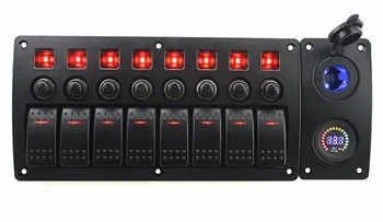 IZTOSS red led DC12V 8 Gang on-off rocker switch curved panel led power sockets 12V voltmeter and circuit breaker with label sti
IZTOSS red led DC12V 8 Gang on-off rocker switch curved panel led power sockets 12V voltmeter and circuit breaker with label sti