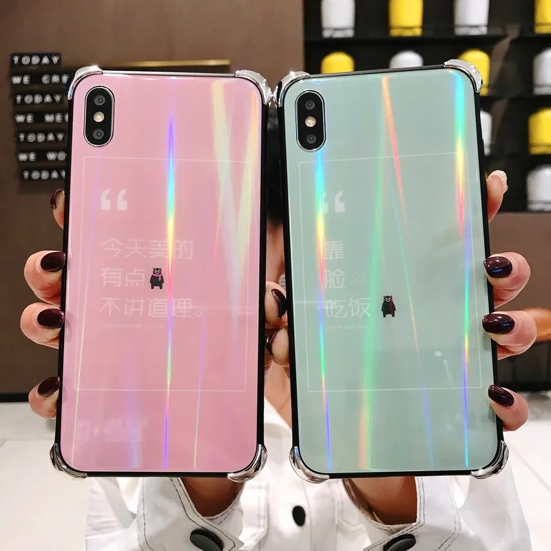 laser dazzle light bear Chinese characters Green, pink tempered glass phone Case For Apple iphone6 6s 7 8 Plus X XS XR MAX case
laser dazzle light bear Chinese characters Green, pink tempered glass phone Case For Apple iphone6 6s 7 8 Plus X XS XR MAX case